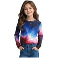 thumbnail image 3 of Juslio Girl Shirts Graphic Tees Long Sleeve Round Neck Print Kids Clothing Fashion Tops Casual Girls and Boys Shirts, 3 of 8