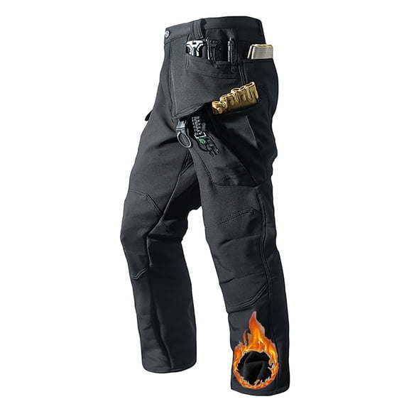 Handshe Men's Tactical Pants, Multiple Zipper Pockets with Fleece Lining, Waterproof Windproof Outdoor Hiking Pants for Camping and Daily Wear