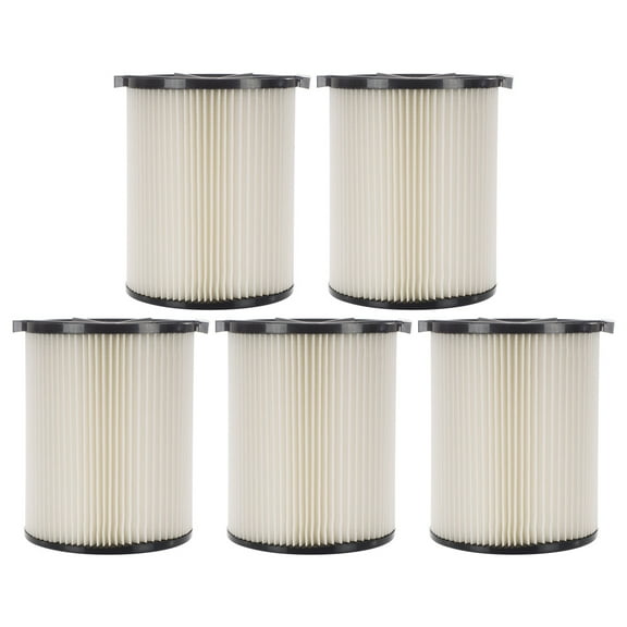 5 Pack 1-Layer Cartridge Filter Replacement Parts # 72947 Compatible with RIDGID VF4000, 5-20 Gal & 6-9 Gal Husky Wet Dry Vacuums, Washable & Reusable