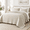 Beige-Full/Queen, variant on Aqua Blue King Size Lightweight Summer Quilt Set with Cloud Pattern, 3 Pieces