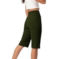 thumbnail image 2 of DuoJiaJ Womens Capri Pants, Stretch Yoga with Pockets Solid Casual Trousers Green XL, 2 of 5