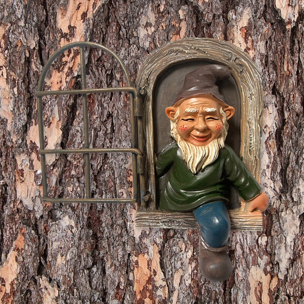 Resin Naughty Gnome Dwarf Garden Decoration Statue Old Man Fairy Ornament 
