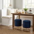 thumbnail image 5 of Cortesi Home Celestyn Round Storage Ottoman, Navy Blue Velvet, Gold Base, 5 of 10