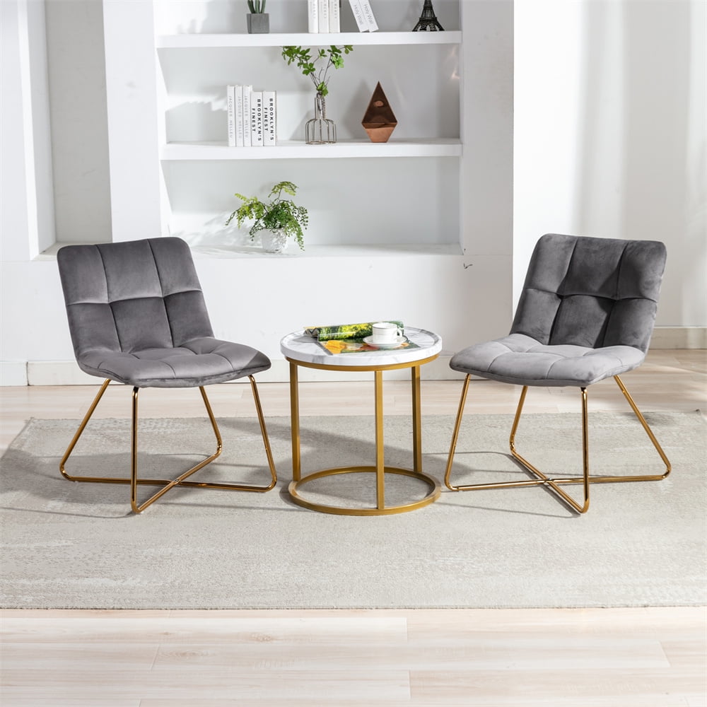 Velvet Living Room Chairs Set of 2, Modern Upholstered Armless Vanity