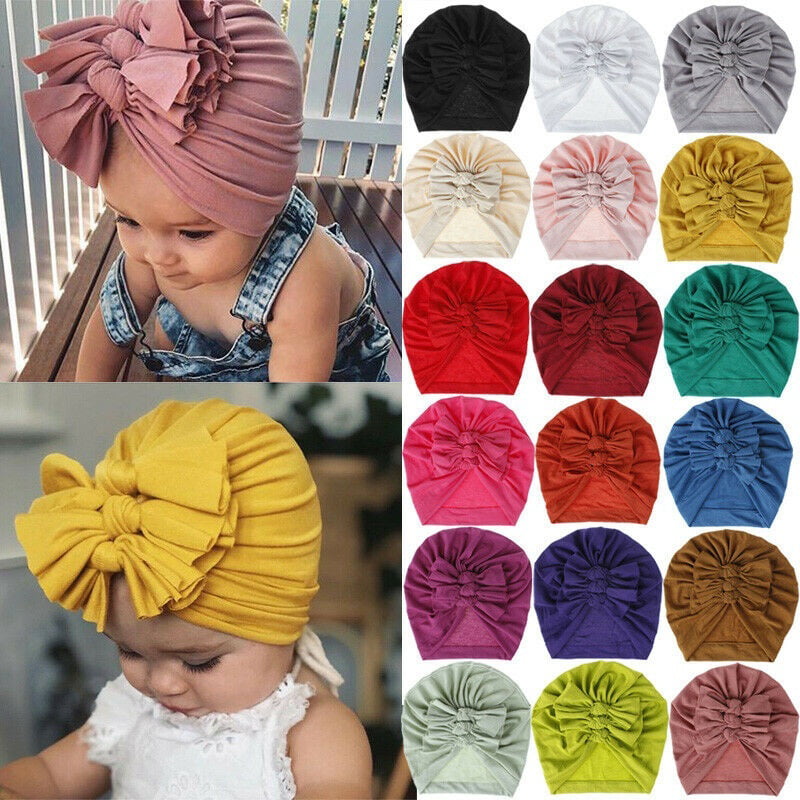 Infant Baby Beanie Turban Hat Girls Bow Knot Cap Newborn Head Wrap Kids Headband 
