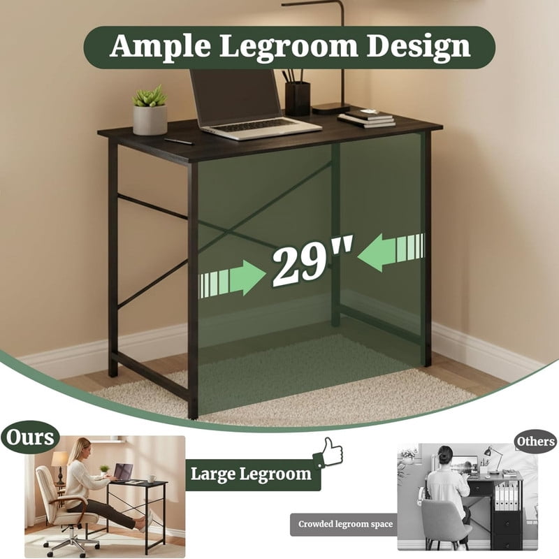 Kelno 31" Computer Desk Gaming Table Home Office Writing Study Workstation with Sturdy Metal Frame, Black
