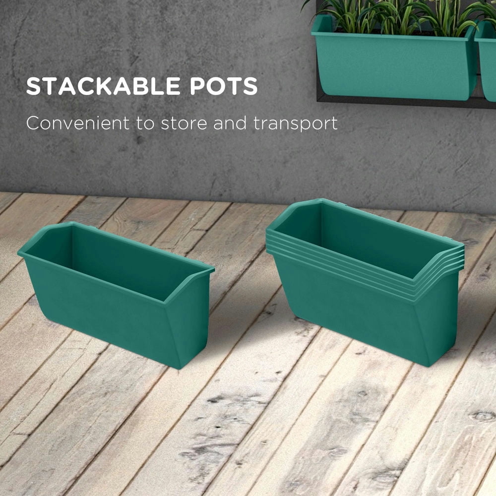 Resenkos 3-Tier Hanging Planter with 6 Pots for Indoor and Outdoor Use, Wall Planter, Self Draining & Wall Mounted, Green