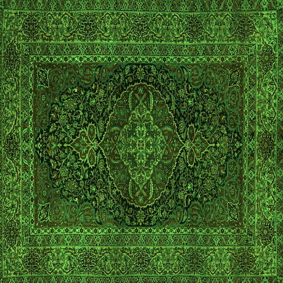 Ahgly Company Indoor Square Persian Green Traditional Area Rugs, 7' Square