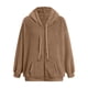 thumbnail image 3 of Gibobby Chamarra mujer, Moda Mujer Invierno Abrigo de Felpa Empalme con Capucha Manga Larga Bolsillo con Cremallera cálida Chaqueta Suave(Caqui,XG), 3 of 5
