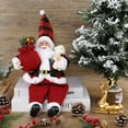 thumbnail image 2 of 14 Inch Christmas Sitting Santa Hand Crafted Cute Chic Santa Claus Figurines Doll with Gift Bag and Little Bear Christmas Decoration for Home Office Table Xmas Party Ornament Gift, 2 of 6