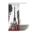 thumbnail image 2 of MYPOP Famous Building Decor, Paris Eiffel Tower Cityscape Red Flower Polyester Fabric Custom Bathroom Shower Curtain 48 X 72 Inches, Red Gray, 2 of 3