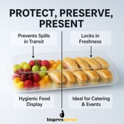 Impresserve Clear Plastic Lid for 17 Inch Rectangular Serving Tray, Snap-On Disposable Tray Cover, 4 Count