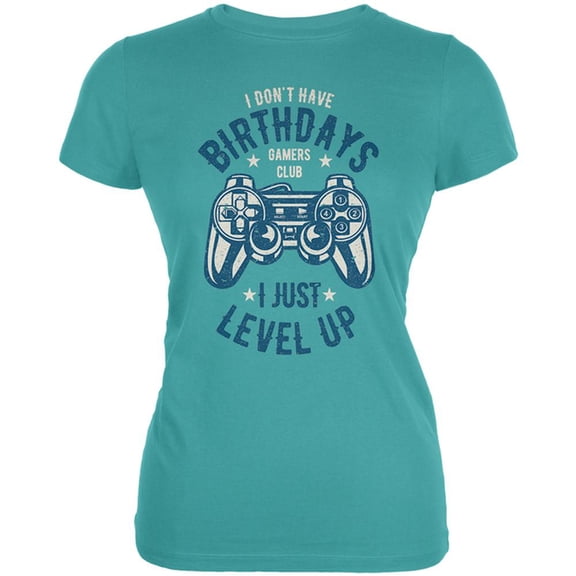Gamer Birthday Level Up Blue Juniors Soft T Shirt Blue X-LG