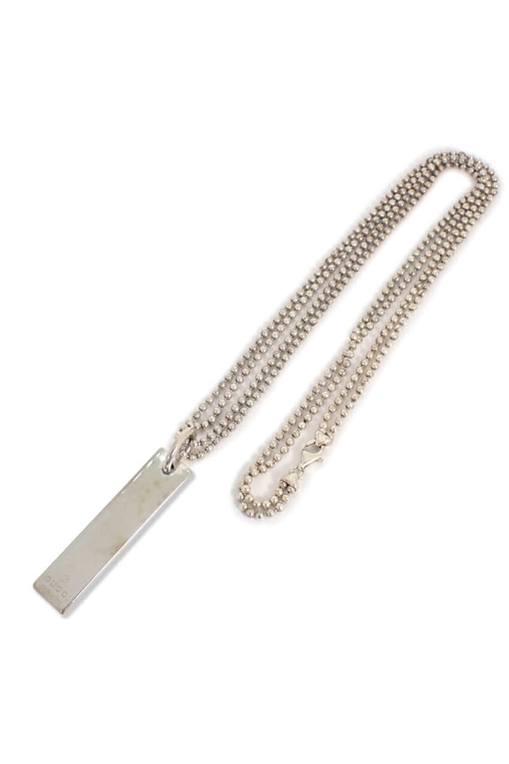 Pre-Owned GUCCI 925 Double Ball Chain Pendant Necklace