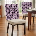 thumbnail image 4 of Spring Floral Chair Covers Set of 8 Watercolor Pink Purple Flowers Farmhouse Black Chair Back Covers Stretch Removable Washable Slipcovers Protector for Dining Room Kitchen Party Decor, 4 of 9