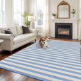 thumbnail image 3 of Blue Striped 5'x7' Area Rug, Modern Simple Farmhouse Beige Vintage Washable Non-Slip Soft Rugs, Low-Pile Large Carpet for Living Room Bedroom Dining Room, Non-Shedding Accent Rug, 3 of 9