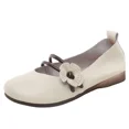 thumbnail image 2 of Zapatos planos de piel de vaca auténtica para mujer, con punta redonda, hechos a mano, de alta calidad, informales y suaves para enfermeras, 2 of 5