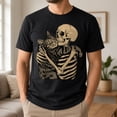 thumbnail image 2 of Skeleton Hugging Cat Graphic T-Shirt, Unisex Classic Fit Cotton Tee, 2 of 8