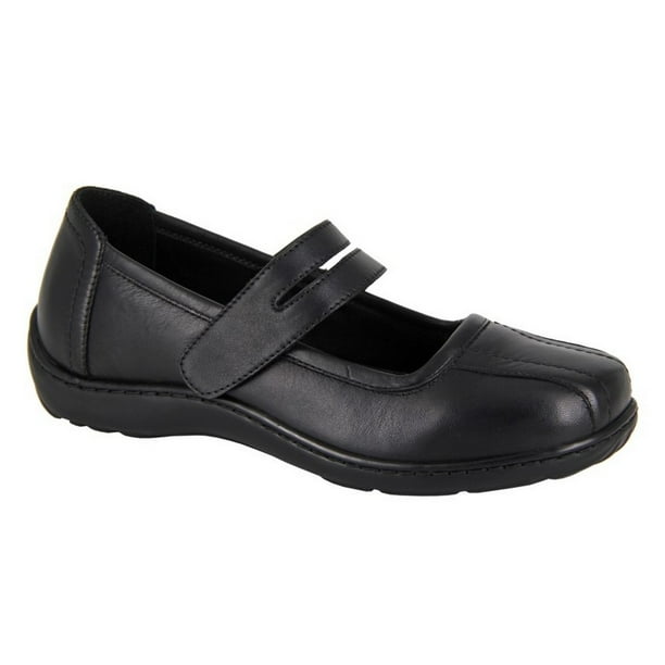 Mod Comfys Womens Softie Leather Extra Wide Mary Janes