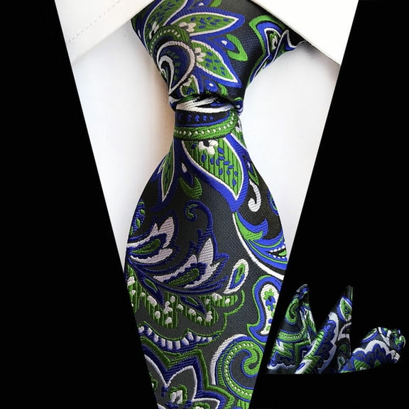Men's Necktie Handkerchief High Grade Floral Paisley Tie Pocket Square Set