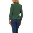 thumbnail image 3 of Allegra K Women's Ruffled Mock Neck Smocked Long Sleeve Printed Blouse, 3 of 5