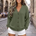 thumbnail image 6 of Stamzod Fall Cardigans for Women V Neck Long Sleeve Button Down Knit Waffle Cardigan Plus Size Clothes, 6 of 10
