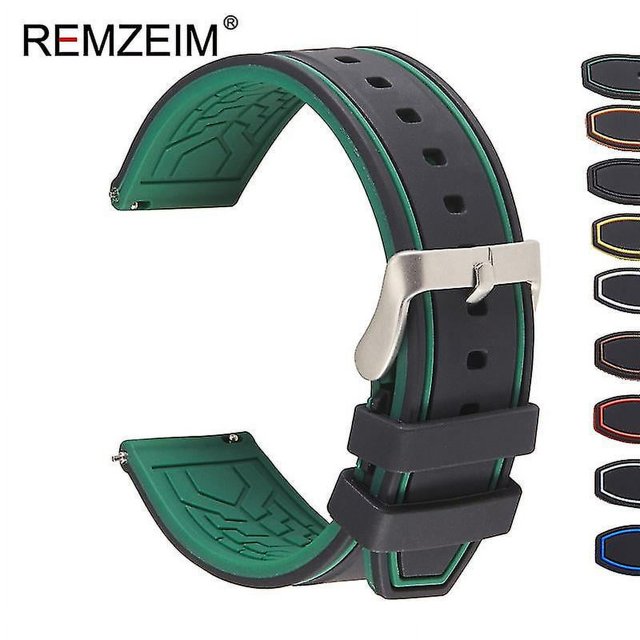 20mm Correa de reloj de silicona premium compatible adecuada Correa de reloj de goma de liberación rápida 20 mm 22 mm 24 mm Correa de reloj Correa de reloj de repuesto Reloj verde