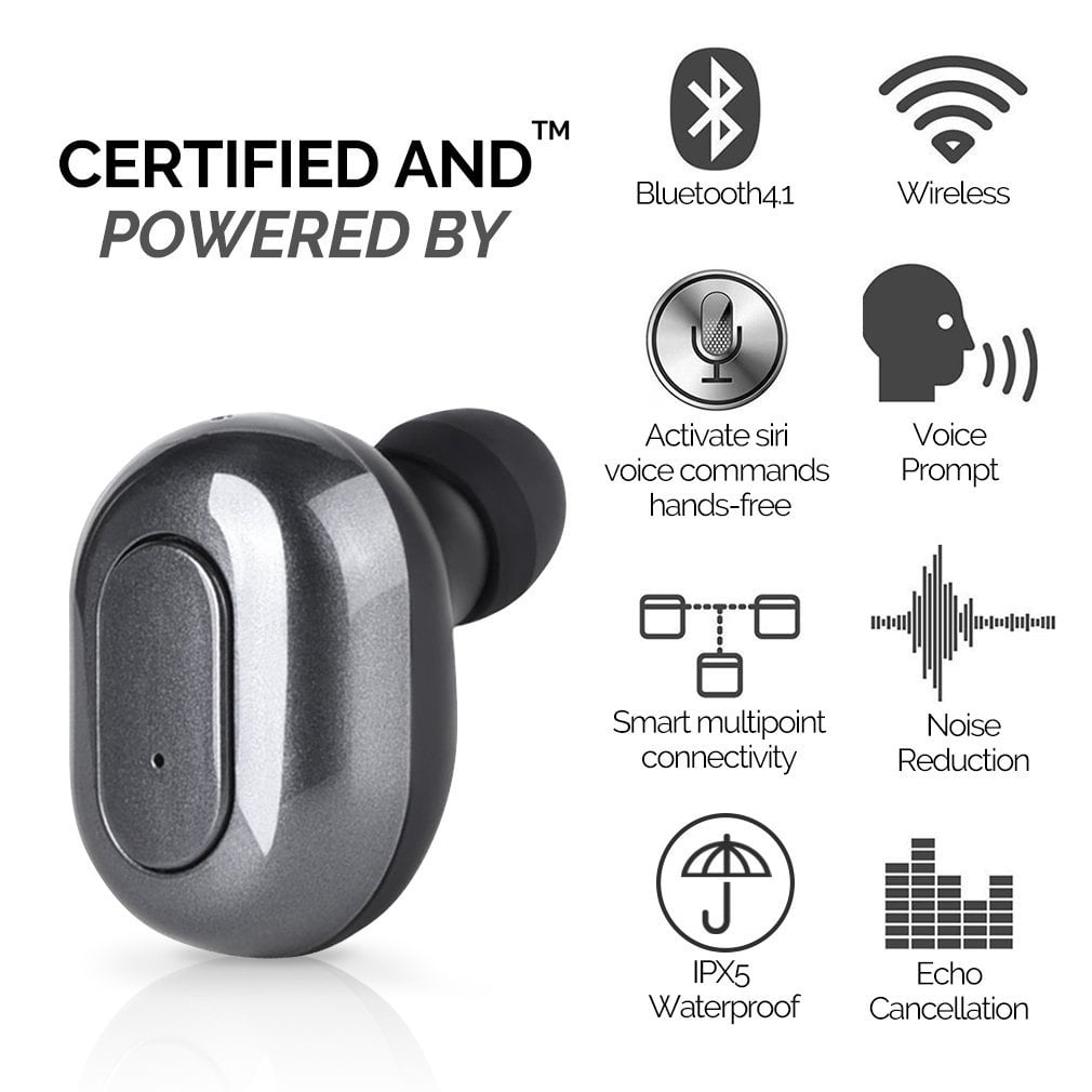 Mini Wireless Earbuds Bluetooth Earpiece Headphone - Noise Cancelling Sweatproof Headset with Microphone Built-in Mic and Portable Charging Case,Balanced, Bass Boost