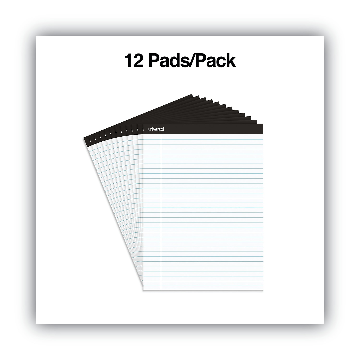 Universal Premium Ruled Writing Pads, Wide/Legal Rule, 8.5 x 11, White, 50 Sheets, 12/Pack -UNV30730