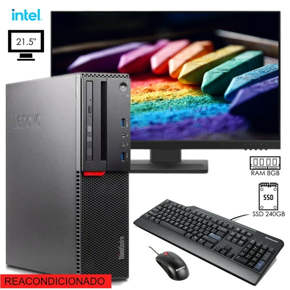 PC CPU Thinkcentre M900 Lenovo Core i5 6ta gen RAM 8GB SSD 240GB monitor 23.8" (reacondicionado)
