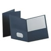 Oxford Twin-Pocket Folder, Embossed Leather Grain Paper, 0.5" Capacity, 11 x 8.5, Dark Blue, 25/Box