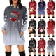 thumbnail image 1 of Vestido con capucha Nikou Estampado navideño para mujer Manga larga, 1 of 6