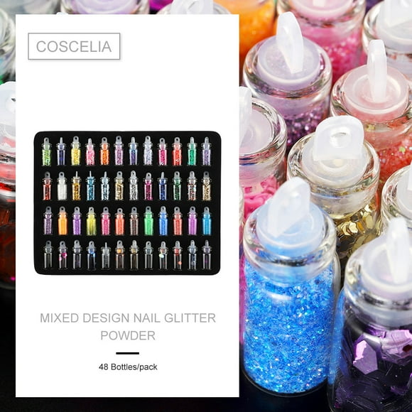 48 bottles of bulk glitter crafts, fine and coarse glitter, suitable for nail glitter, tattoo nail art, handicraft glitter, face,