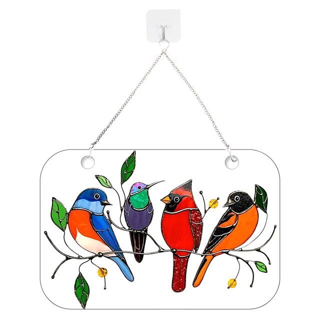 Toystoory Atrapasoles para ventana con forma de ave, colgante acrílico teñido para accesorios de decoración del hogar Decoración del hogar 4 pajaritos Toystoory HA005578-03
