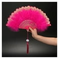 thumbnail image 7 of Feather Folding Fan Sweet Girl Dark Court Dance Hand Fan with Pendant Photography Props Wedding Party Decoration, 7 of 7