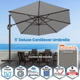 thumbnail image 2 of SUNNYOUTDOOR 11' Deluxe Cantilever Umbrella LED Lighted Umbrella Sunbrella Cover Patio Umbrella Garden Outdoor (Charcoa), 2 of 6