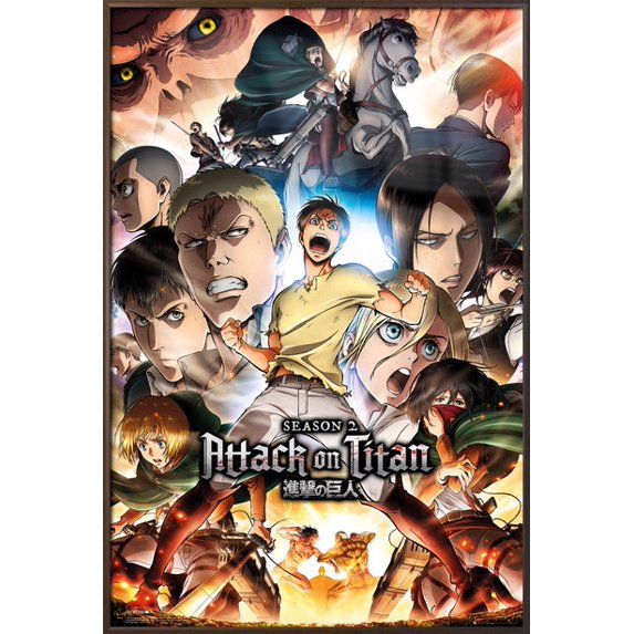 Attack On Titan: Season 2 - Framed TV Show Poster / Print (Character Collage) (Size: 24" x 36")