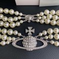 thumbnail image 4 of Saturn Punk Style Layered Pearl Pendant Necklace for Women, 4 of 8