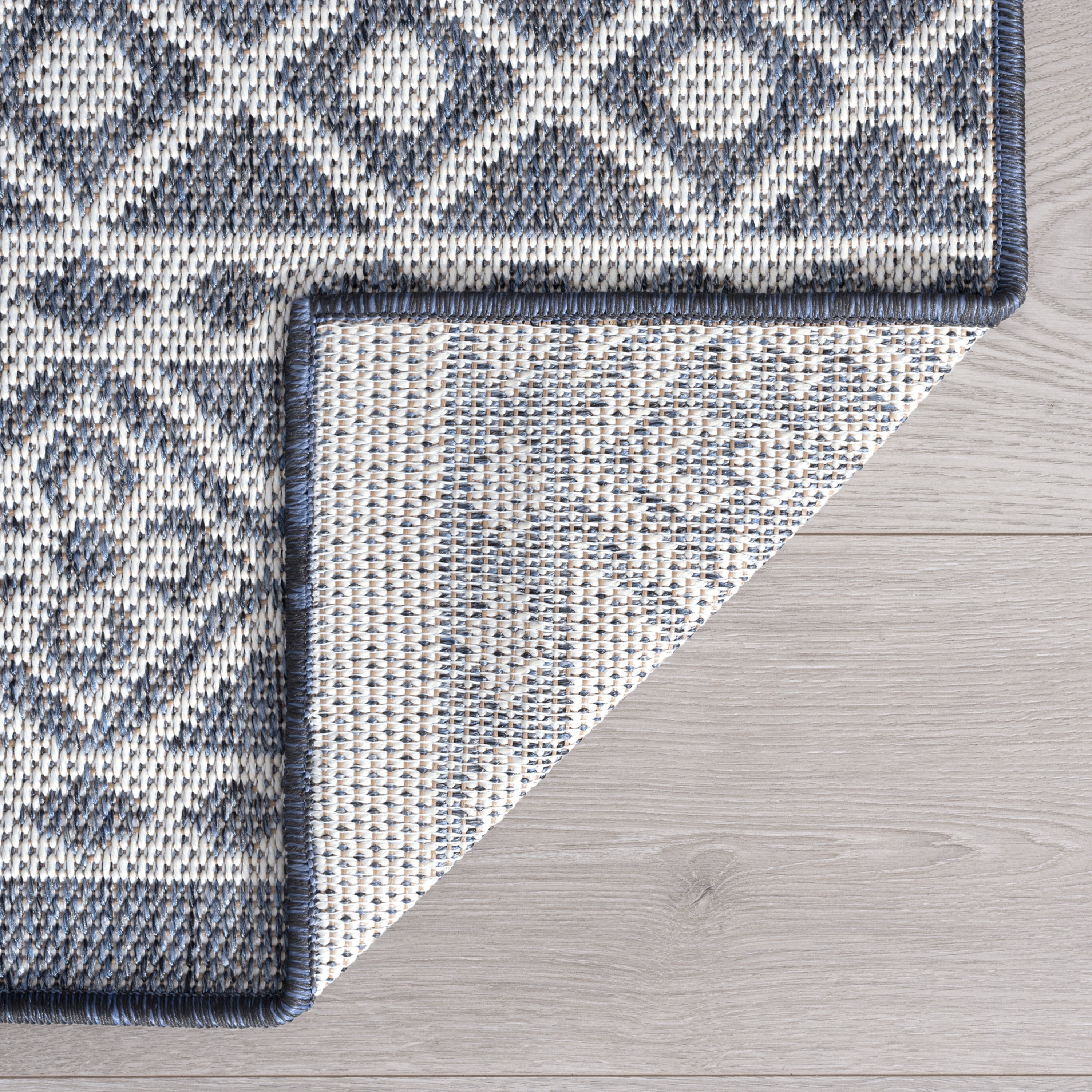 5x7 Water Resistant, Indoor Outdoor Rugs for Patios, Front Door Entry, Entryway, Deck, Porch, Balcony | Outside Area Rug for Patio | Blue, Tribal | Size: 5' x 6'11''