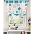 thumbnail image 3 of Turquoise Red Grey Coral Tie Up Curtains for Kitchen Bathroom Bedroom Windows 45 Inch Length, Coastal Nautical Ocean Beach Starfish Balloon Drape Curtains Shade Rod Pocket Curtain Panel, 34"x45", 3 of 7