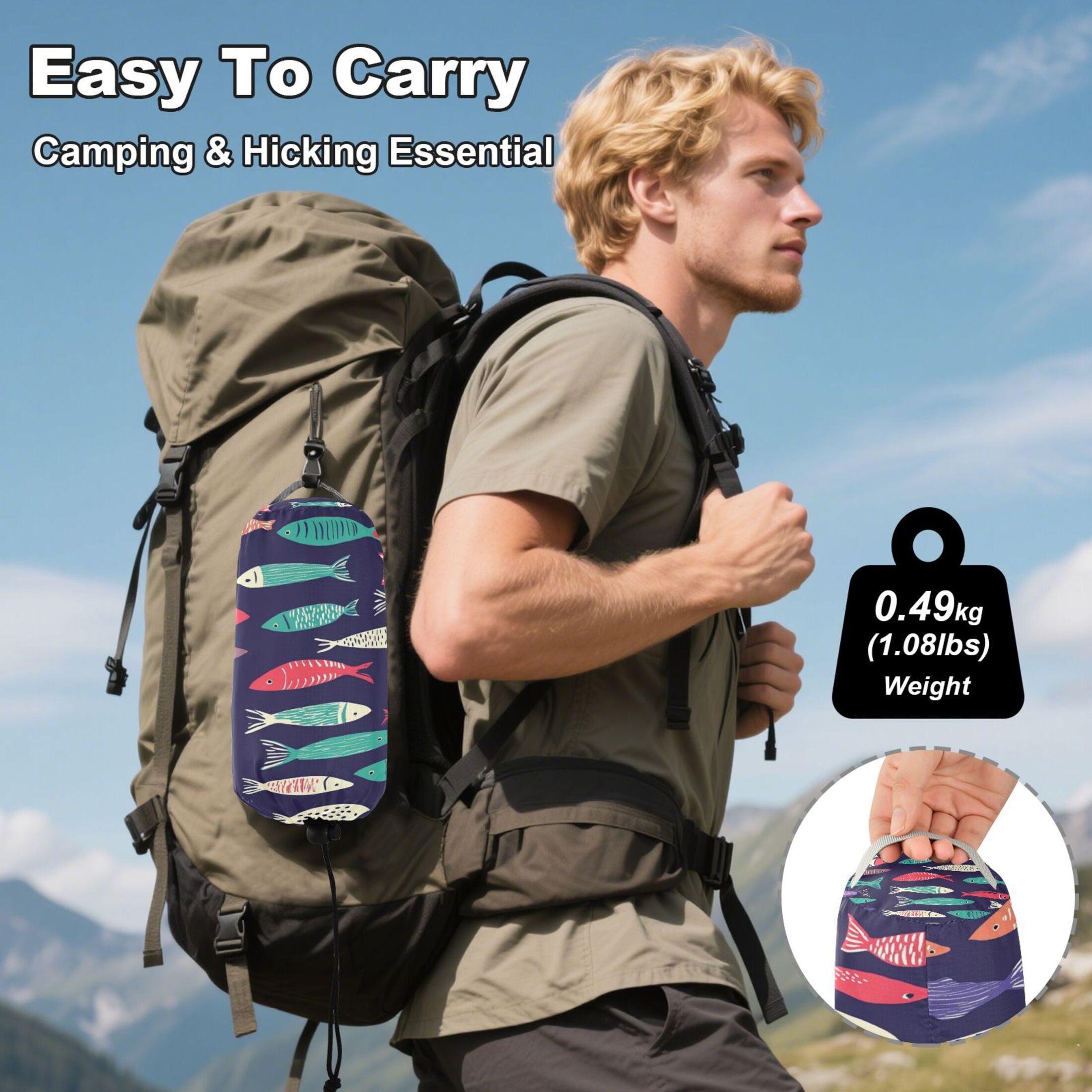 Hammock Camping Hammock Nylon Portable Hammock Travel Camping Hammock Colorful Cartoon Fish Pattern