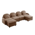thumbnail image 5 of Miekor Furniture Teddy Fabric Cloud-like 4-Seat Sofa,Curved Backrest and Armrest with Curved Lumbar Pillows, Sectional 4 Seater Modular Couch with 2 movable Ottomans and Supportive Double-laye No9807, 5 of 9