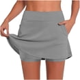 thumbnail image 3 of BiZtdJrK Women Yoga Skorts Drawstring High Waist Athletic Skort Lightweight Stretch Running Skirts with Shorts Gray XXXL, 3 of 7