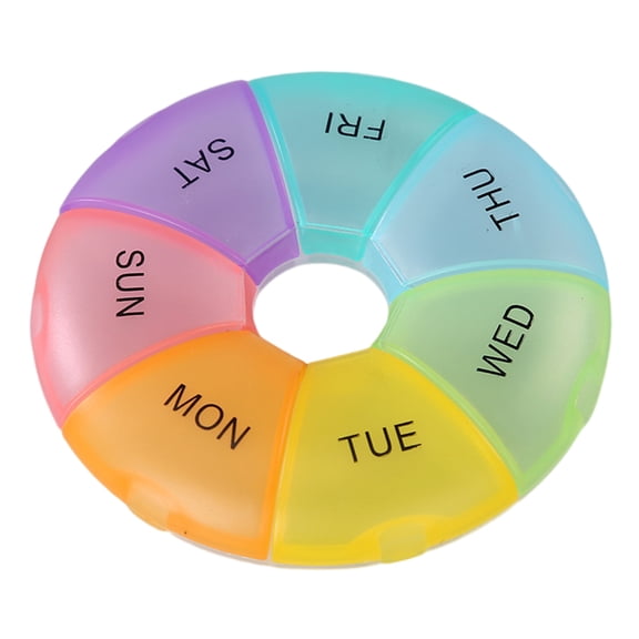 XINGAG Round Weekly Pill Organizer, Travel Pill Container 7 Day, Portable Travel Storage Case for Vitamin Supplement Fish Oil