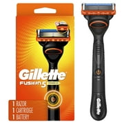 Gillette Fusion5 Power Men's Razor Handle, Orange, 1 Blade Refill
