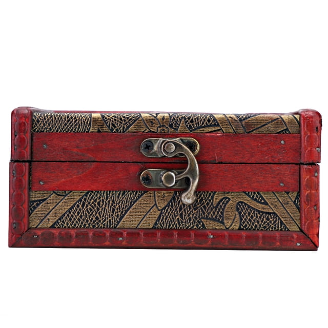 Caja de madera vintage para guardar anillos y pendientes con cerradura