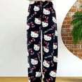 thumbnail image 4 of Pantalones de pijama de Hello Kitty con estampado completo de gato, pantalones de pijama de franela para dormir, pantalones navideños para el hogar, 2XL,color3,2XL, 4 of 6