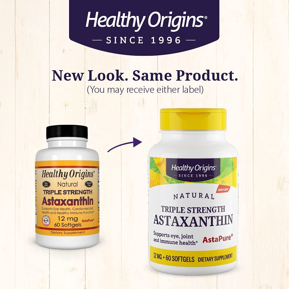 Healthy Origins Astaxanthin Triple Strength Softgels, 12 Mg, 60 Ct
