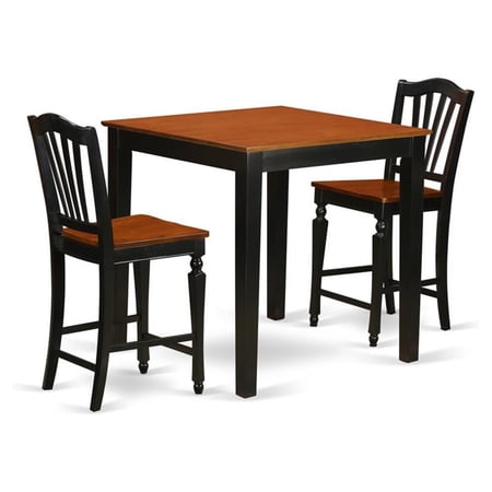 East West Furniture Pub 3-piece Wood Dining Set in Black and Cherry