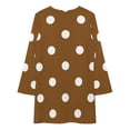 thumbnail image 3 of Brown Beige Color Dot Loose Dress Evening Dress Summer Dresses for Women Luxury Dress Long Sleeved Dress, 3 of 4